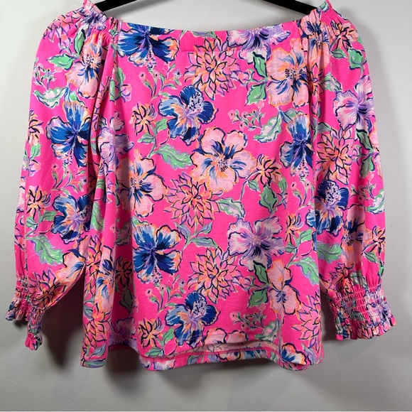 Lilly Pulitzer Lessa Top, Pink Isle Last Bud Not Least - Picture 6 of 14